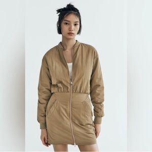 Zara olive bomber jacket dress